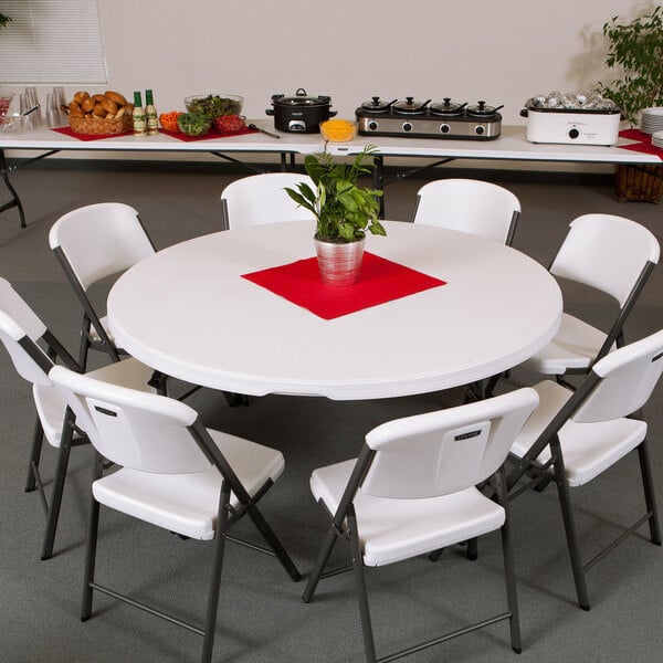 Lifetime Round Folding Table 60, 60 Inch Round Dining Room Table And Chairs