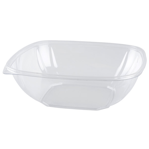 A clear plastic container with a lid.