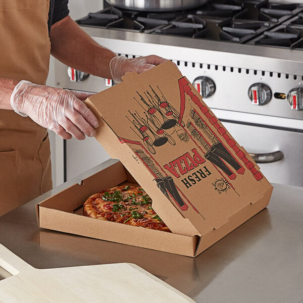Premium Quality 10 INCH PIZZA BOX Take Away Fast Food Brown Printed Colour x 50 