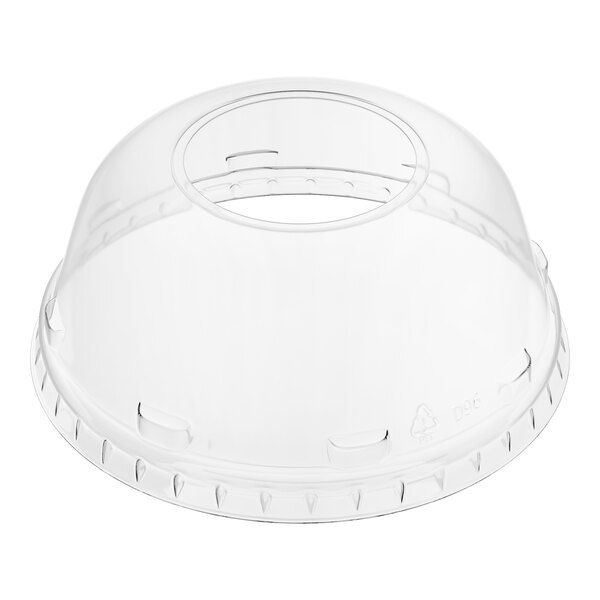 Fabri-Kal DLKC32S Kal-Clear / Nexclear 32 oz. Clear Plastic Squat Dome Lid with 1 3/4" Hole - 500/Case