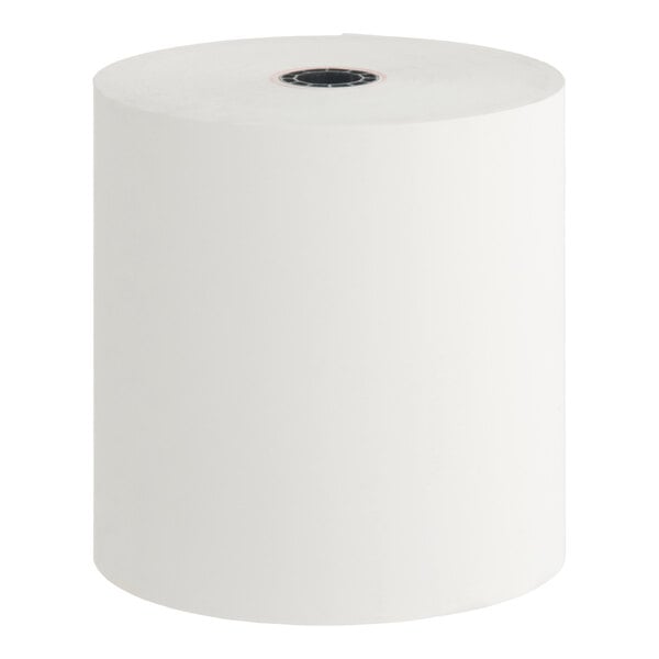 A large white thermal cash register POS paper roll.