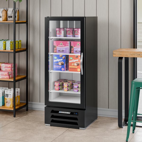 Beverage-Air MMR12HC-1-B-18 MarketMax 24" Black Refrigerated Glass Door Merchandiser with Left-Hinged Door