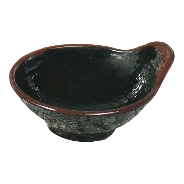 Thunder Group Tenmoku 5 oz. Black Round Melamine Dip Bowl - 12/Case