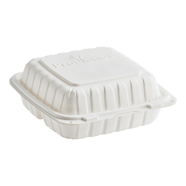 Large White 3 Compartment Food Containers - 8