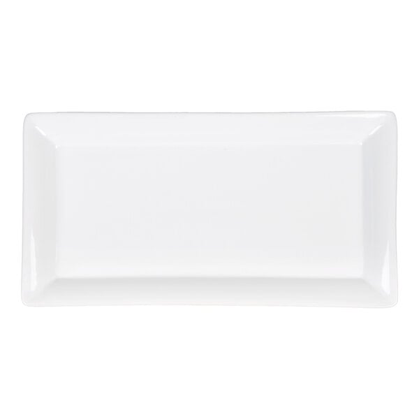 American Metalcraft Prestige 14 1/4" x 7 1/2" White Rectangular Stoneware Platter