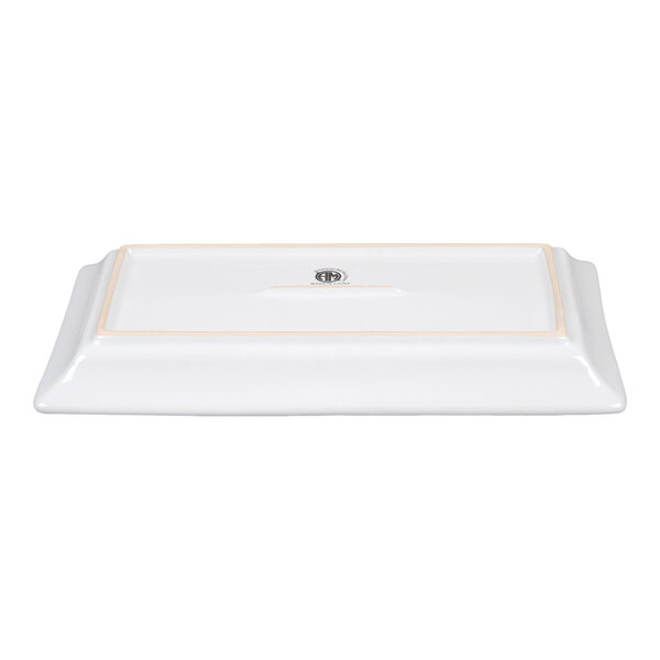 American Metalcraft Prestige 14 1/4" x 7 1/2" White Rectangular Stoneware Platter