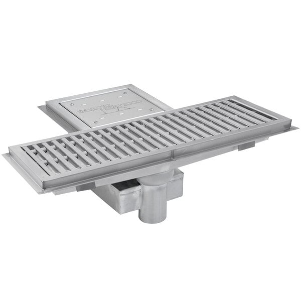 a metal drain with a metal grate