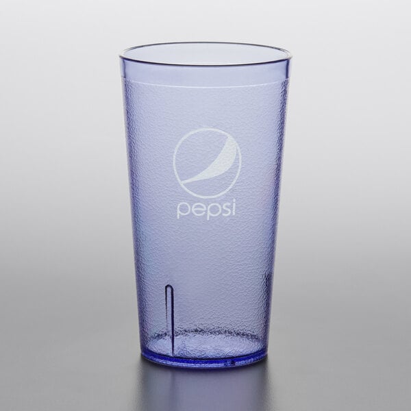 Pepsi Dr. Pepper Cups, Ice Blue Plastic Tumbler 24oz, Set of 6 (Both Logos  ON Each Cup)
