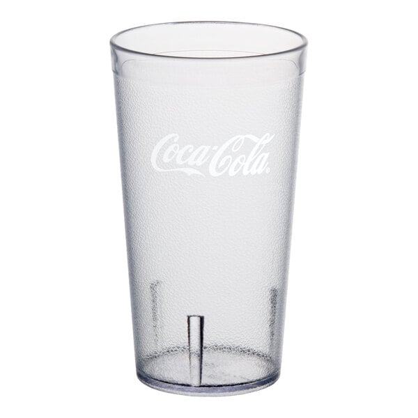 GET 6616-CC 16 oz. Clear Coca-Cola® SAN Plastic Pebbled Tumbler - 24/Pack