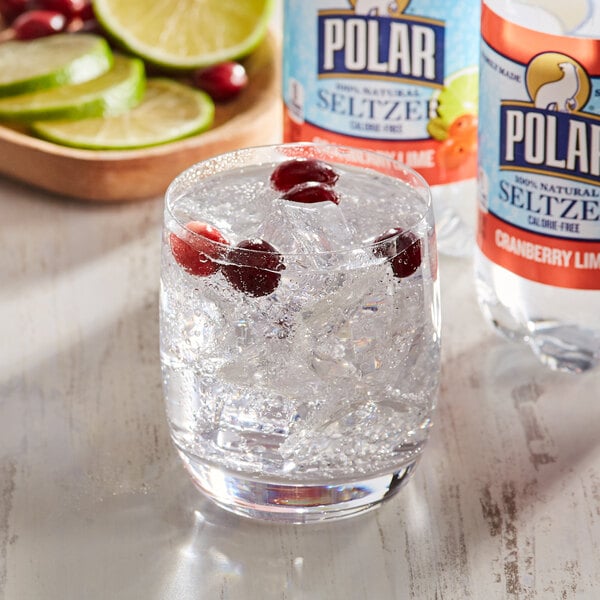 Polar 20 oz. 100% Natural Cranberry Lime Seltzer - 24/Case