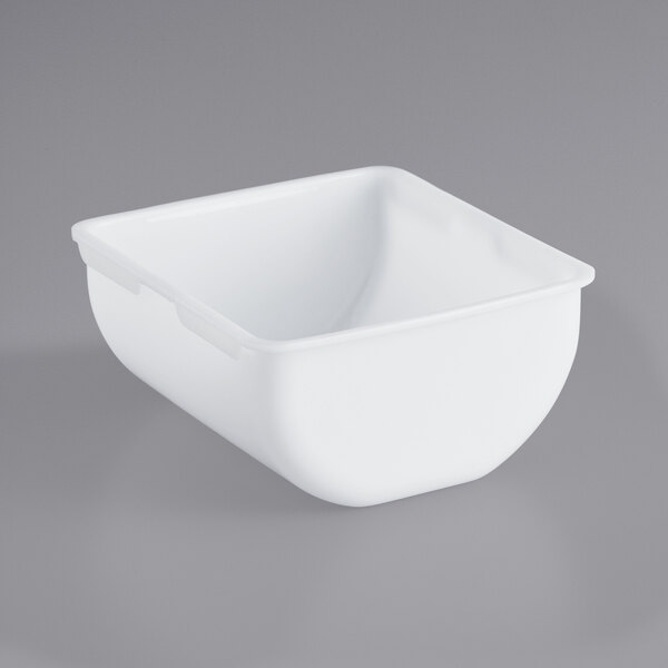 A white square container with a lid.