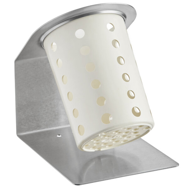 A white cylinder with white perforated high temperature nylon cylinder inside.