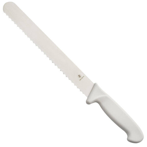 10" Serrated Roast Beef Slicer with White Polypropylene Handle