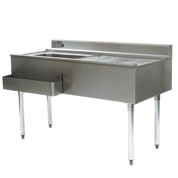 A stainless steel Eagle Group cocktail workstation with a left side ice bin.