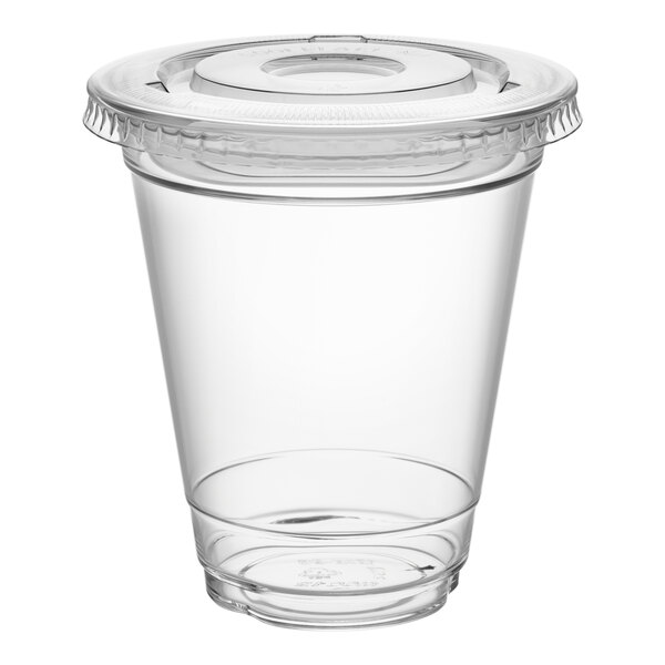 Choice 12 oz. Clear Plastic Cold Cup with 2 oz. Insert and PET Flat Lid with No Hole - 100/Pack