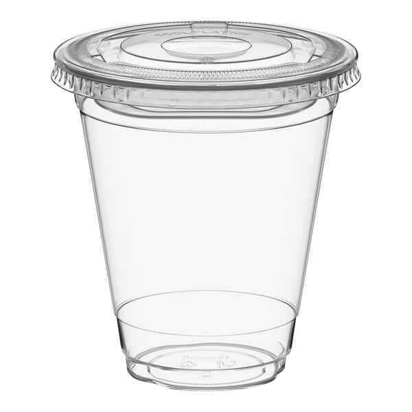 Choice 12 oz. Clear Plastic Cold Cup with 2 oz. Insert and PET Flat Lid with No Hole - 100/Case