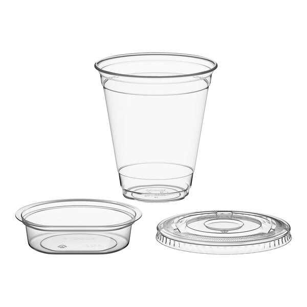 Choice 12 oz. Clear Plastic Cold Cup with 4 oz. Insert and PET Flat Lid with No Hole - 100/Case