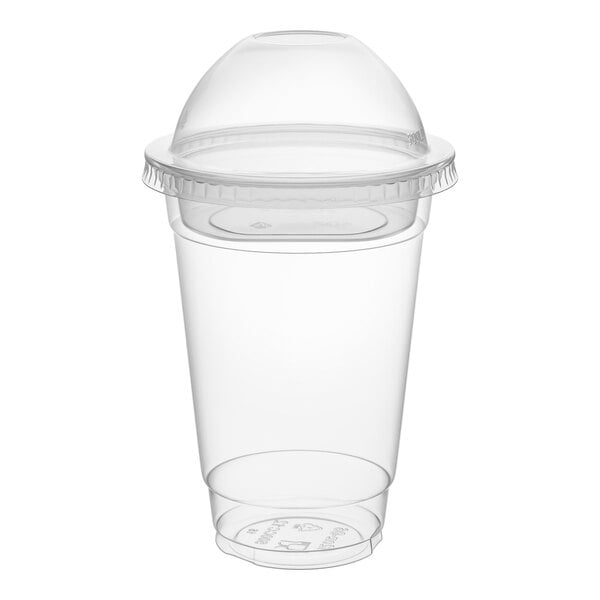 Choice 12 oz. Clear Plastic Cold Cup with 4 oz. Insert and PET Dome Lid with No Hole - 100/Pack