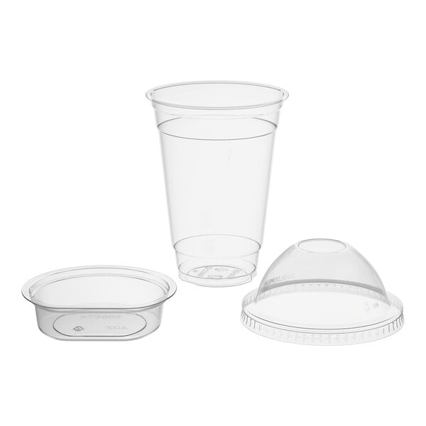 Choice 12 oz. Clear Plastic Cold Cup with 4 oz. Insert and PET Dome Lid with No Hole - 100/Pack