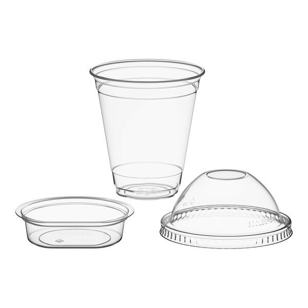 Choice 12 oz. Clear Plastic Cold Cup with 4 oz. Insert and PET Dome Lid with No Hole - 100/Case