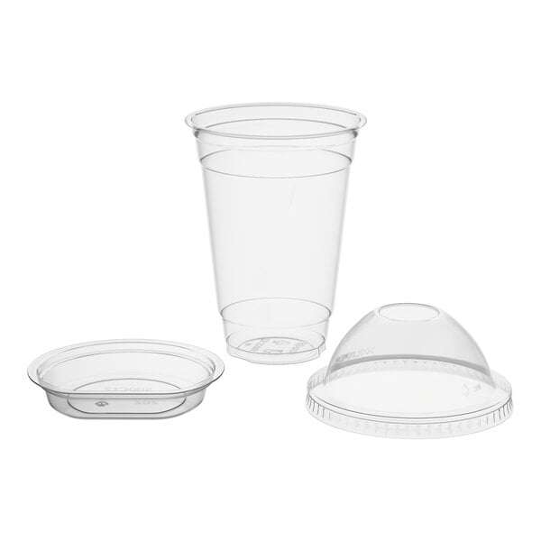 Choice 12 oz. Clear Plastic Cold Cup with 2 oz. Insert and PET Dome Lid with No Hole - 100/Pack