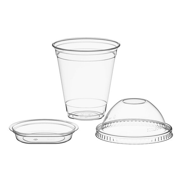 Choice 12 oz. Clear Plastic Cold Cup with 2 oz. Insert and PET Dome Lid with No Hole - 100/Case