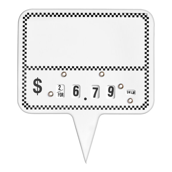 Rectangular Write-On Deli Wheel Sign Spear with Black Checkered Border - 25/Pack