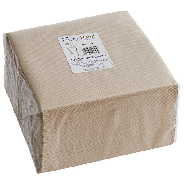 a stack of napkins in plastic wrap