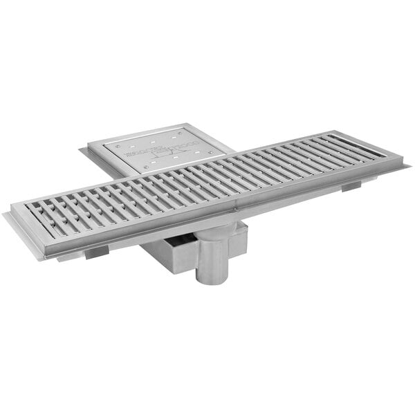 An Eagle Group stainless steel floor trough with stainless steel grating.