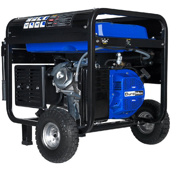 DuroMax XP10000E Portable 457 CC Gasoline Powered Generator with Electric Recoil Start and Wheel Kit 10 000 8 000W 120V