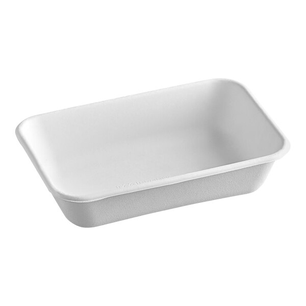 A white rectangular Eco-Products compostable takeout container with a lid.