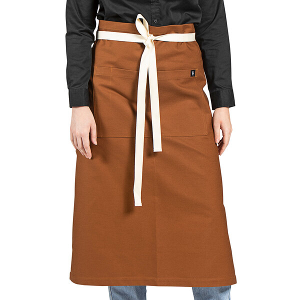 a white suspenders on a brown pants