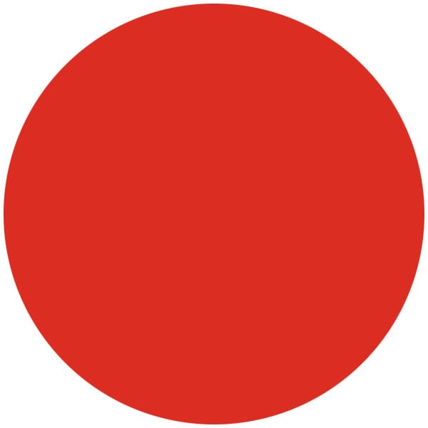 A red circle with white background.