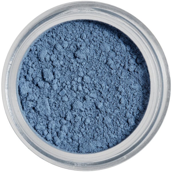 A container of Roxy & Rich Hydrangea Petal Dust, a blue powder.