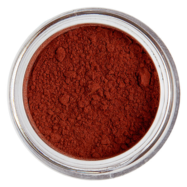 A jar of Roxy & Rich Chocolate Brown Fondust powder.