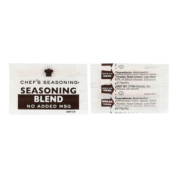 A close-up of a No Salt Flavor Sprinkles seasoning packet.