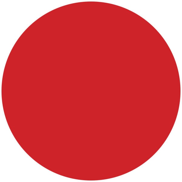 A red circle with white background.
