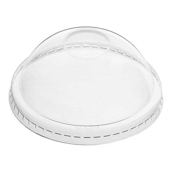 A clear plastic lid for a Choice frozen yogurt container on a white background.
