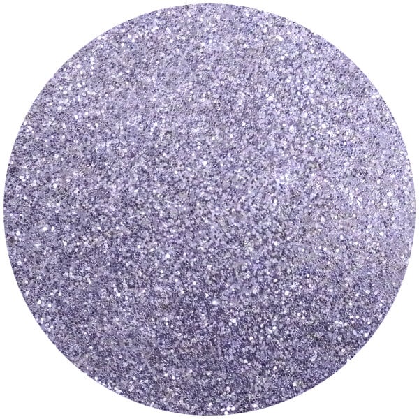 A circle of blue-violet Roxy & Rich Lustre Dust with purple glitter.