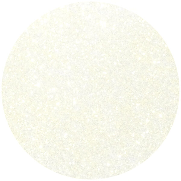 A white circle with white specks of Roxy & Rich Natural Pearl Sparkle Dust.