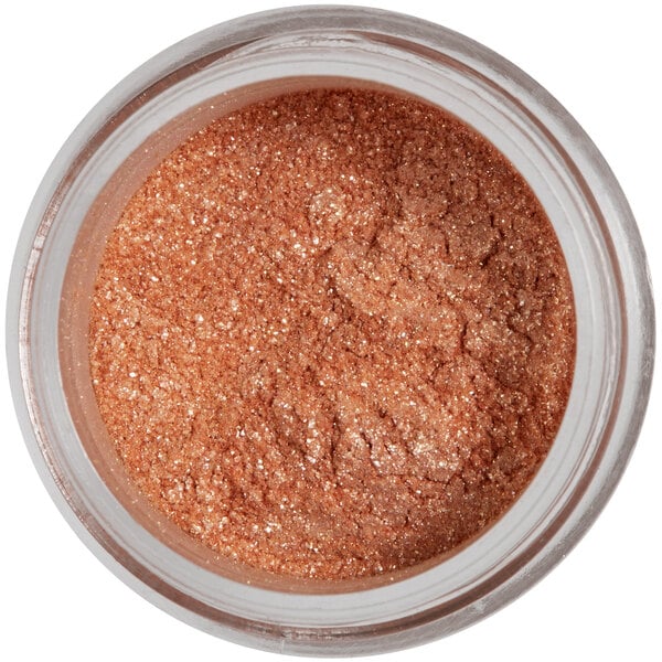 A jar of Roxy & Rich Elegant Rose Gold Sparkle Dust with glittery copper powder.