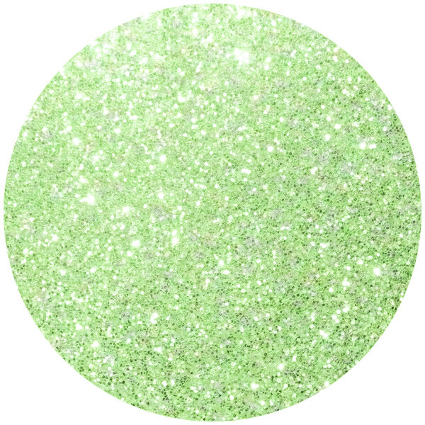 A circle of apple green Roxy & Rich Sparkle Dust with green glitter inside.