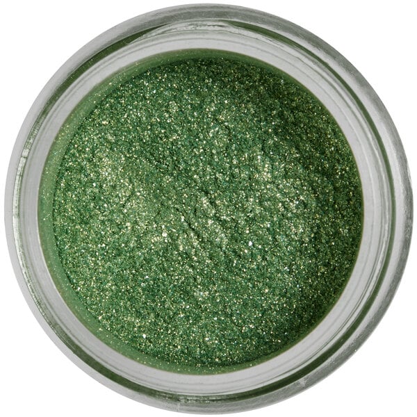 A jar of Roxy & Rich Apple Green Sparkle Dust with green glitter inside.