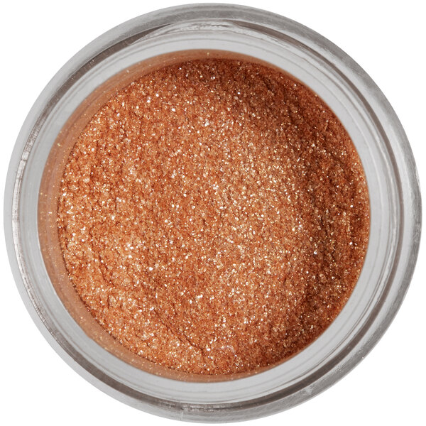 A jar of Roxy & Rich Tender Rose Gold Sparkle Dust with gold glitter inside.