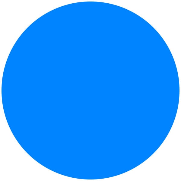 A blue circle with a white background.
