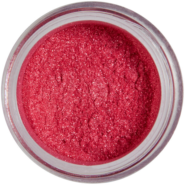 A jar of Roxy & Rich Amethyst Pink Sparkle Dust powder with a pink powder inside.