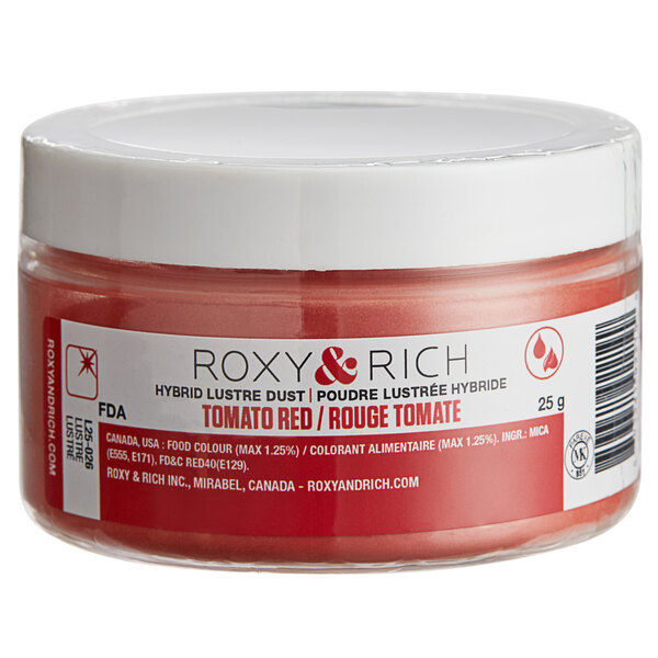 A container of Roxy & Rich Tomato Red powder.