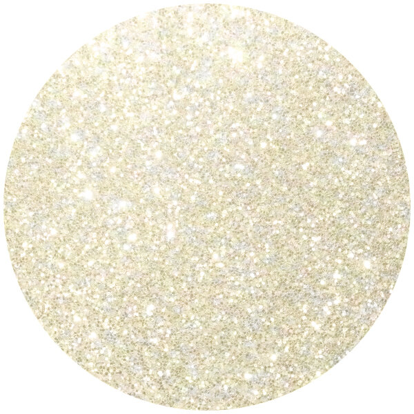 A round white container of Roxy & Rich Antique Silk Sparkle Dust with white and silver sparkles.