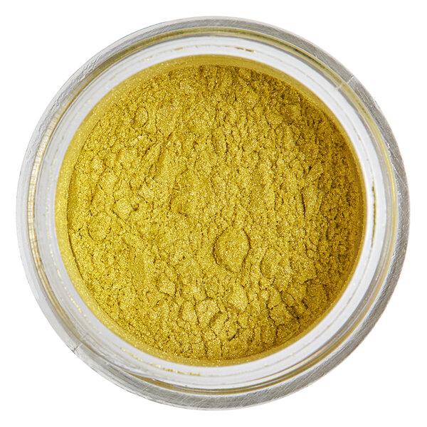 A jar of Roxy & Rich green gold powder.