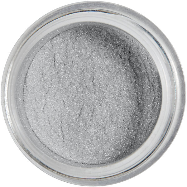 A white jar of Roxy & Rich Nu Silver Sparkle Dust powder.